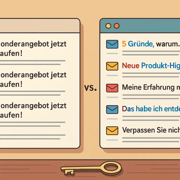 Vergleich: faule Copy-Paste Affiliate-Mail versus individuelle E-Mail-Serie mit Strategie